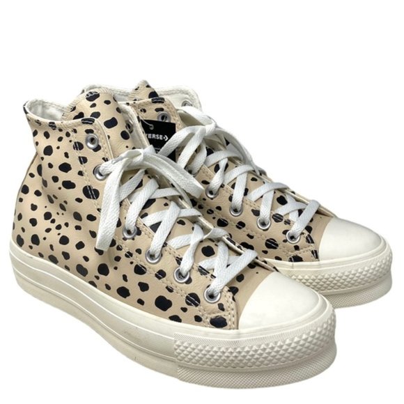 Converse Ctas Lift Platform Shoes High Leopard Leather Women Custom 568163C-WWLO - Picture 4 of 11
